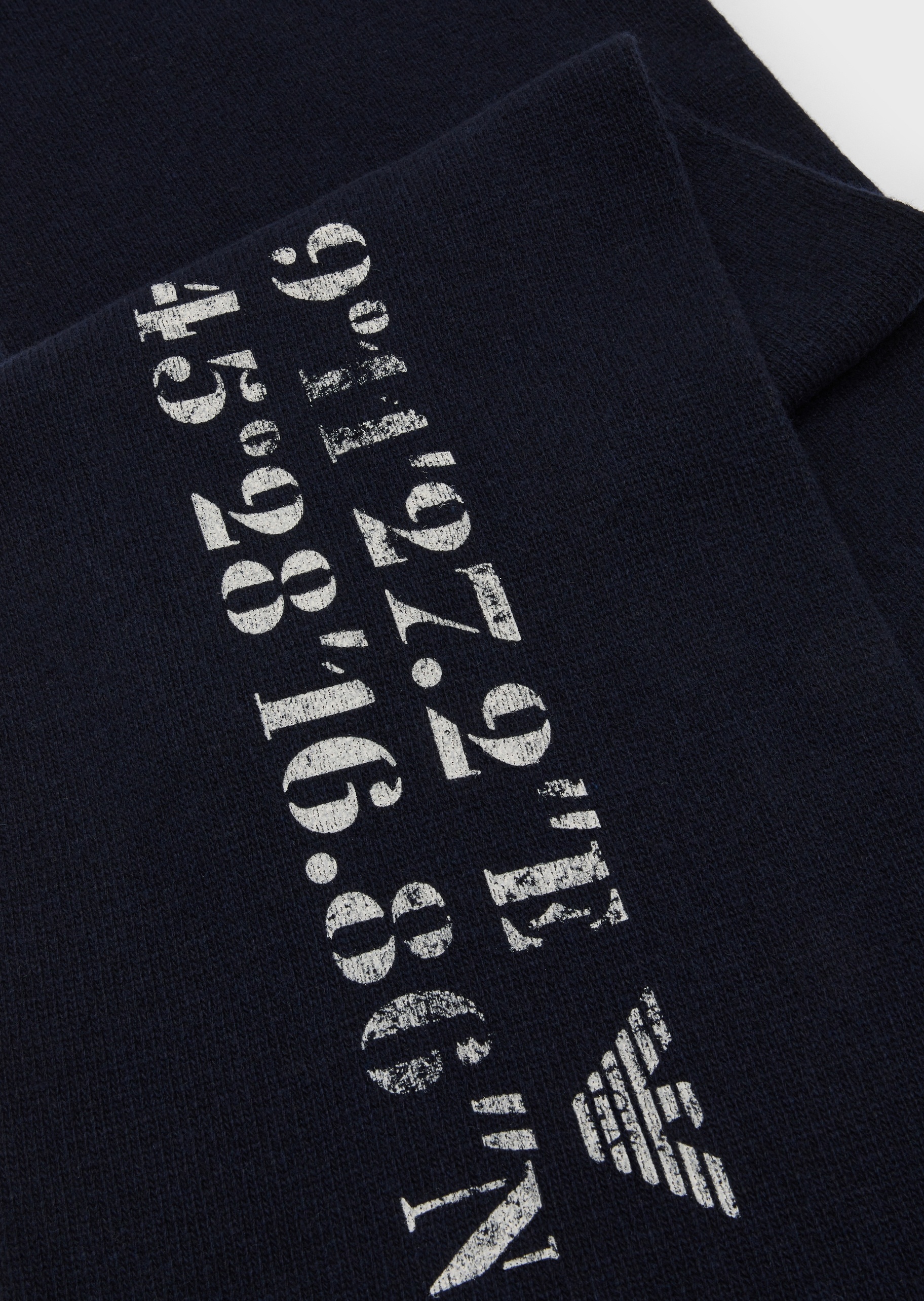 Emporio Armani Logo Wool Scarf In Black