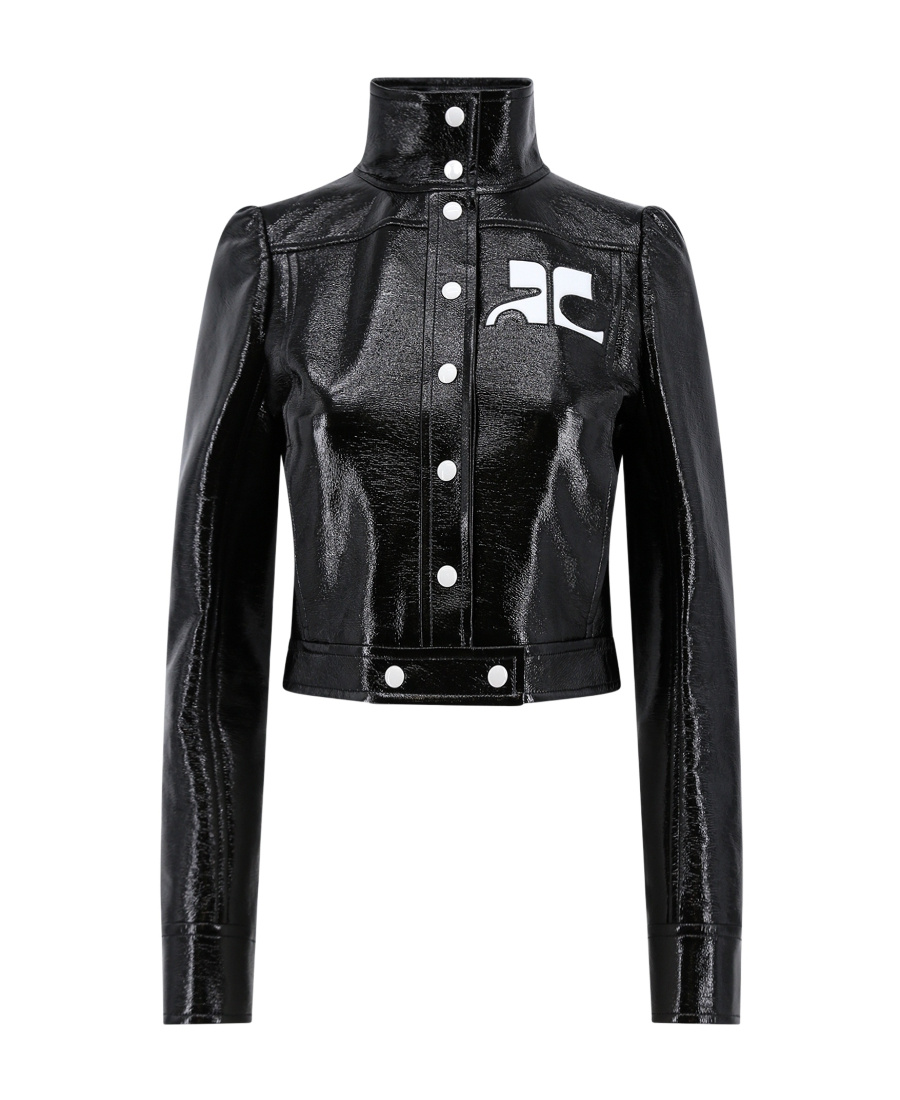 Shop Courrèges Iconique Vinyl Jacket In Black