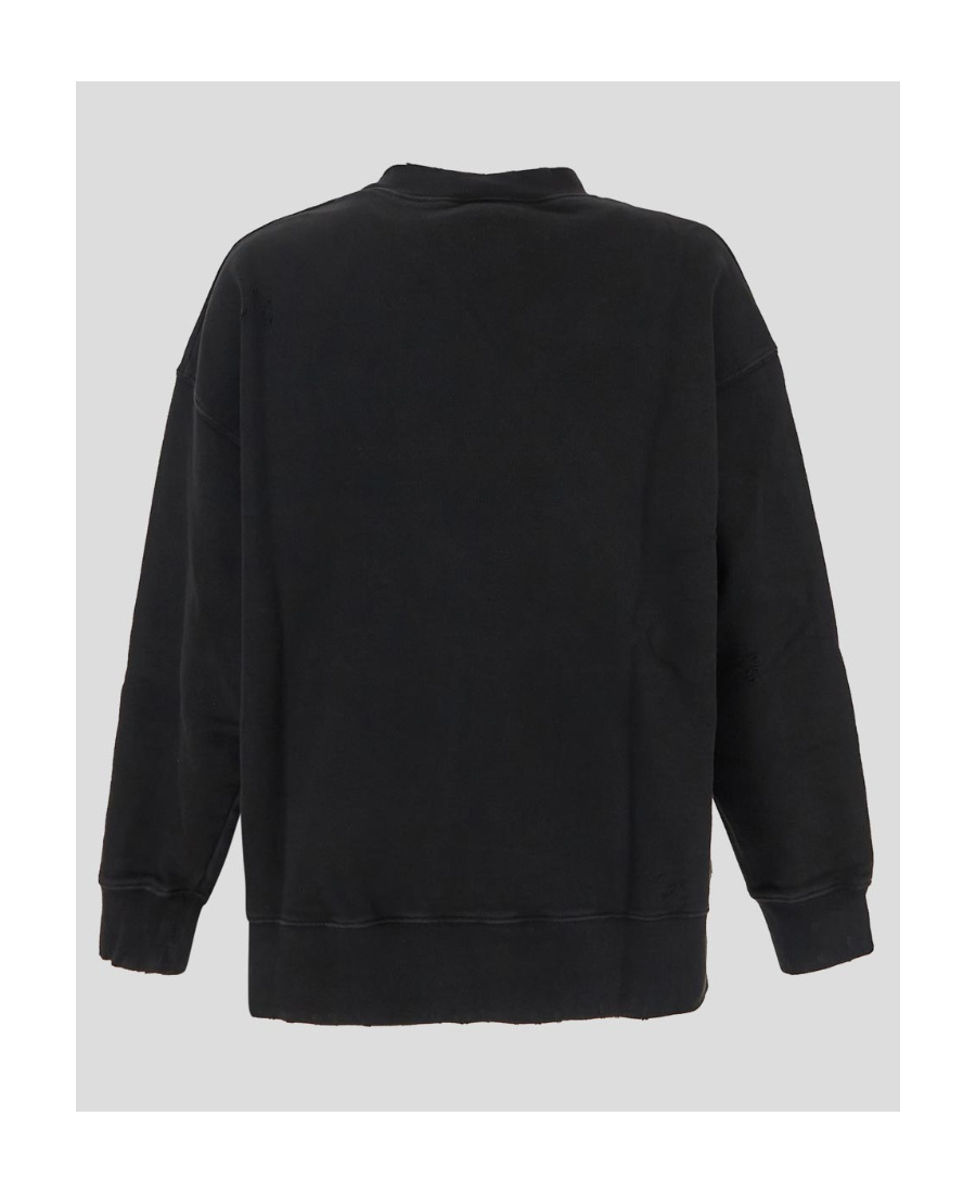 Shop Palm Angels Burning Logo-print Distressed Sweatshirt In Black