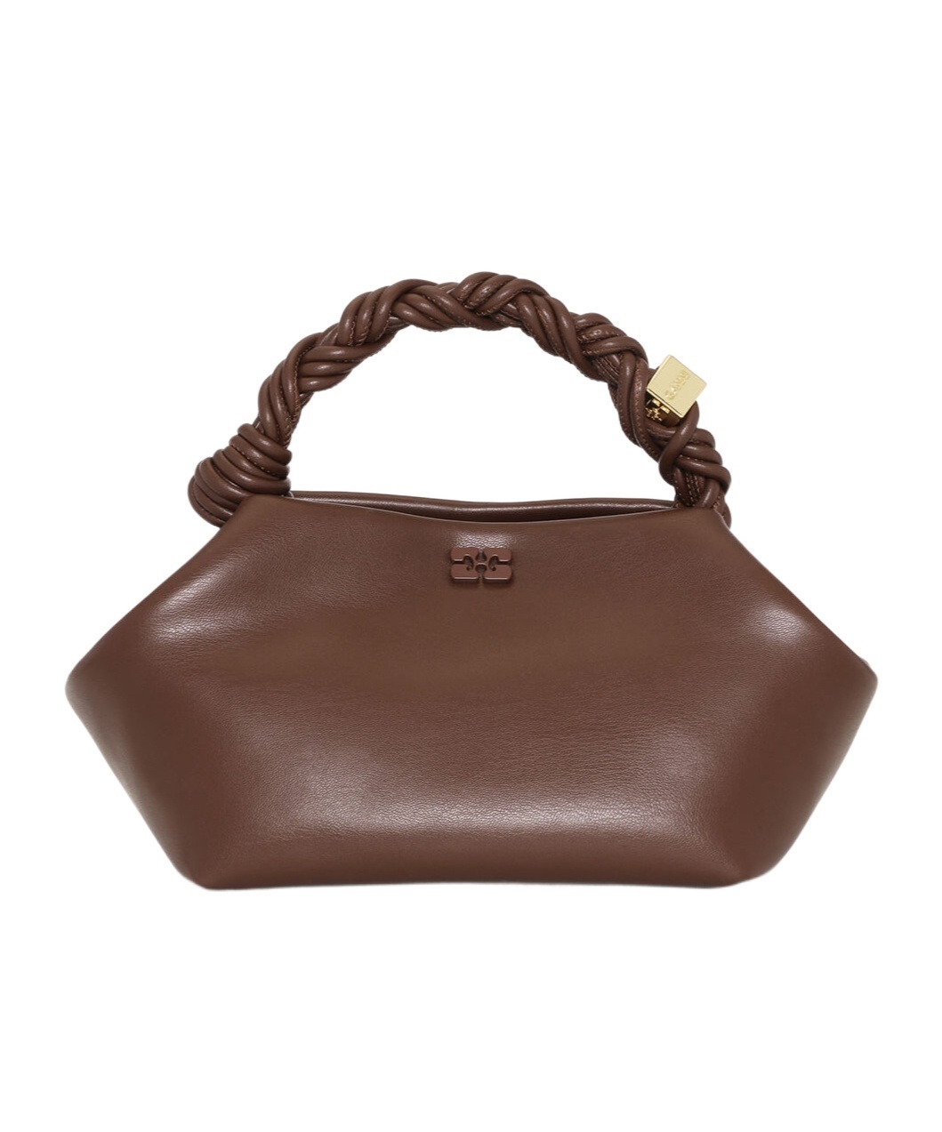 Ganni Small Bou Leather Tote Bag In Brown