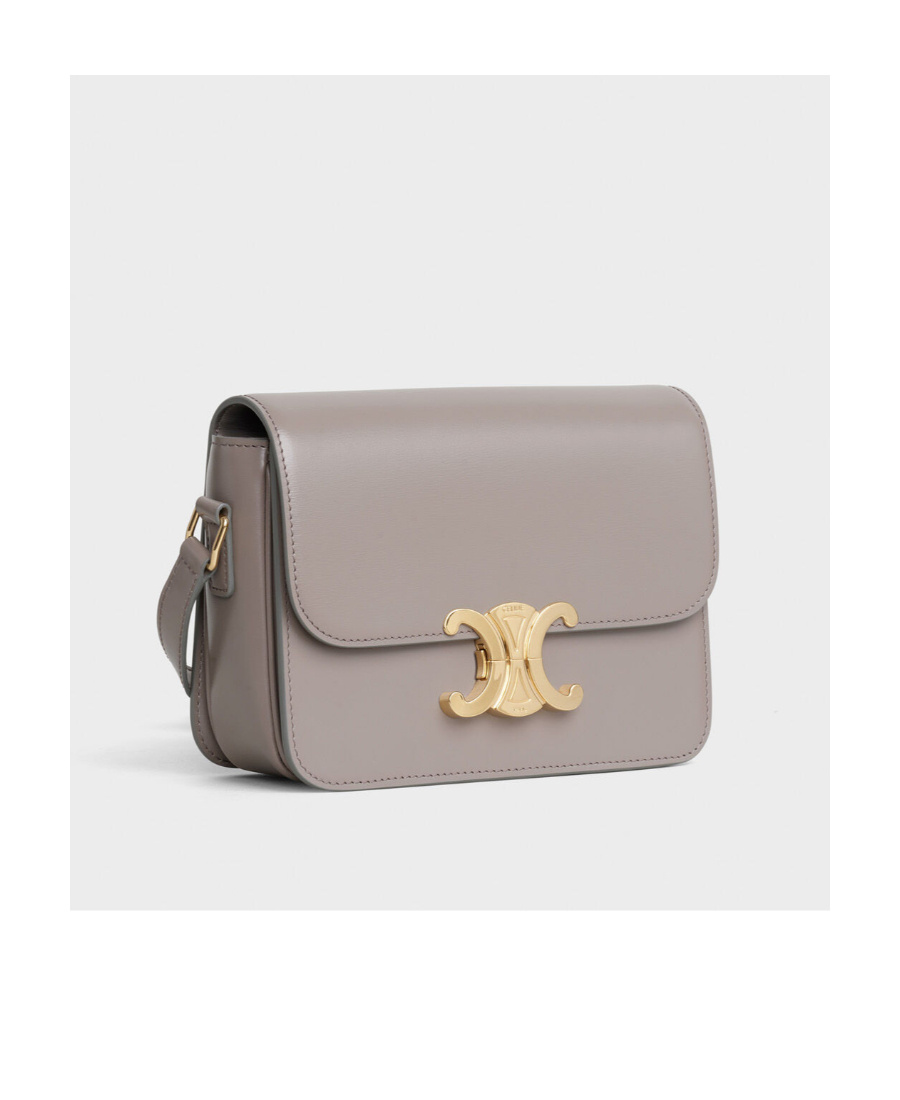 Celine Triomphe Teen Leather Cow Leather Shoulder Bag In Gray