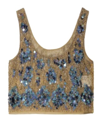 Alberta Ferretti Embellished Cropped Top In Brown