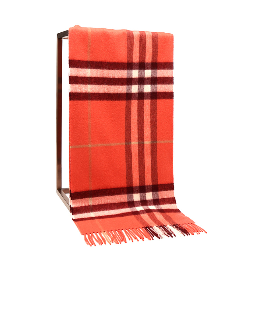 Burberry Checkered Six-color Logo Scarf In Red