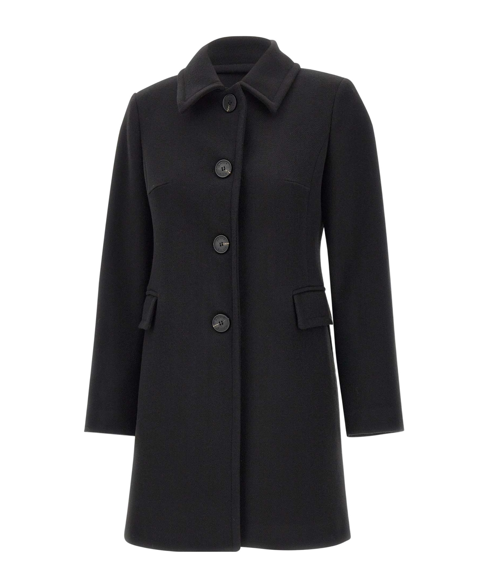 Kaos Single-breasted Flap-pocket Coat In Black