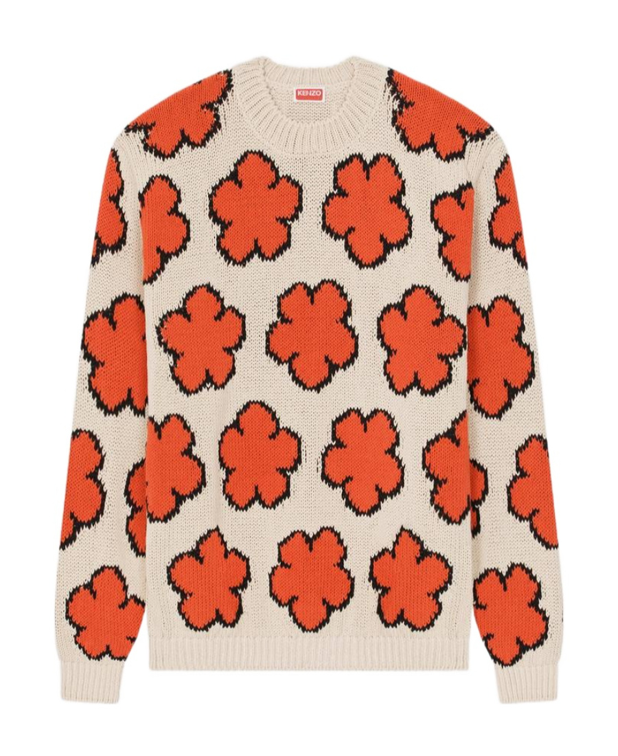 Kenzo Long-sleeved Round-neck Sweater In Nude