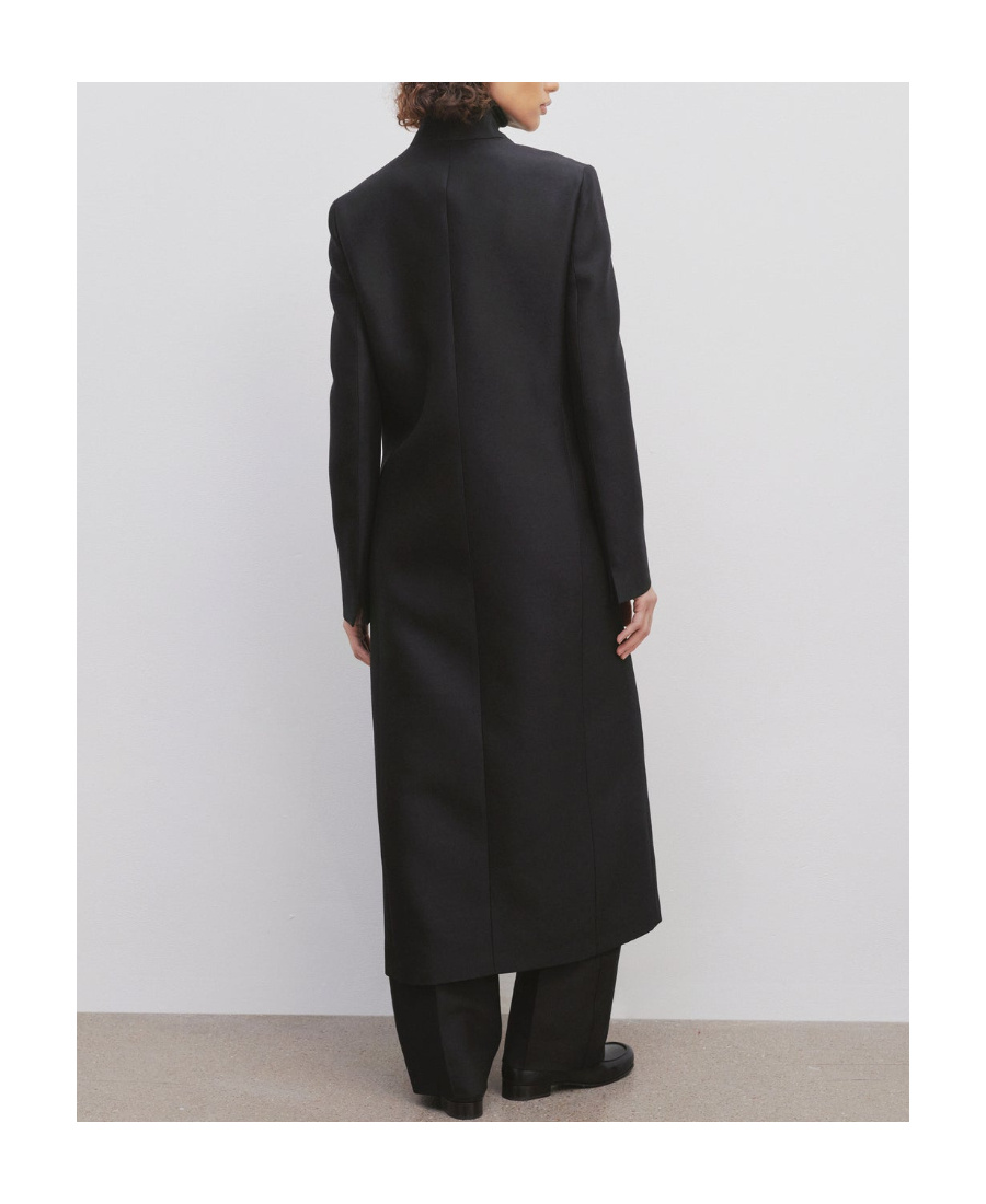 The Row Long-sleeved Trench Coat With Vertical Collar In Black