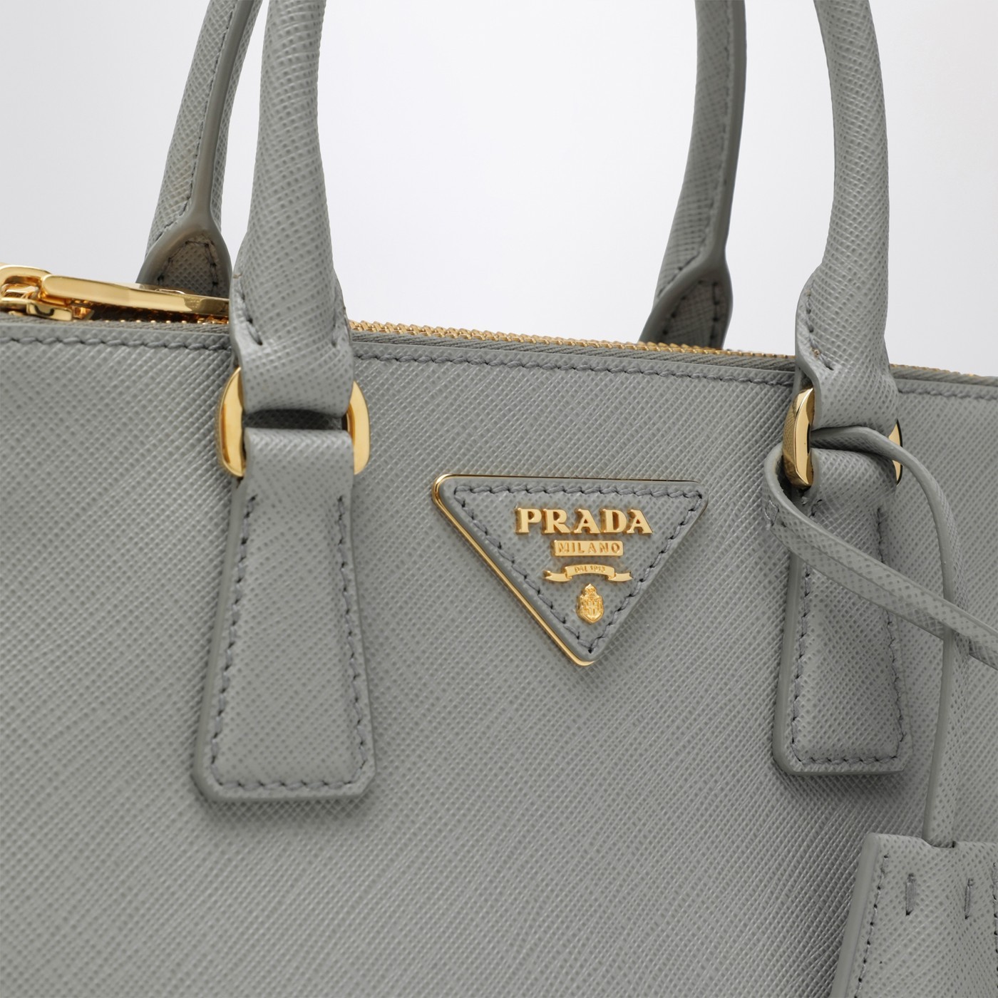 Prada Mini Galleria Saffiano Leather Handbag In Gray