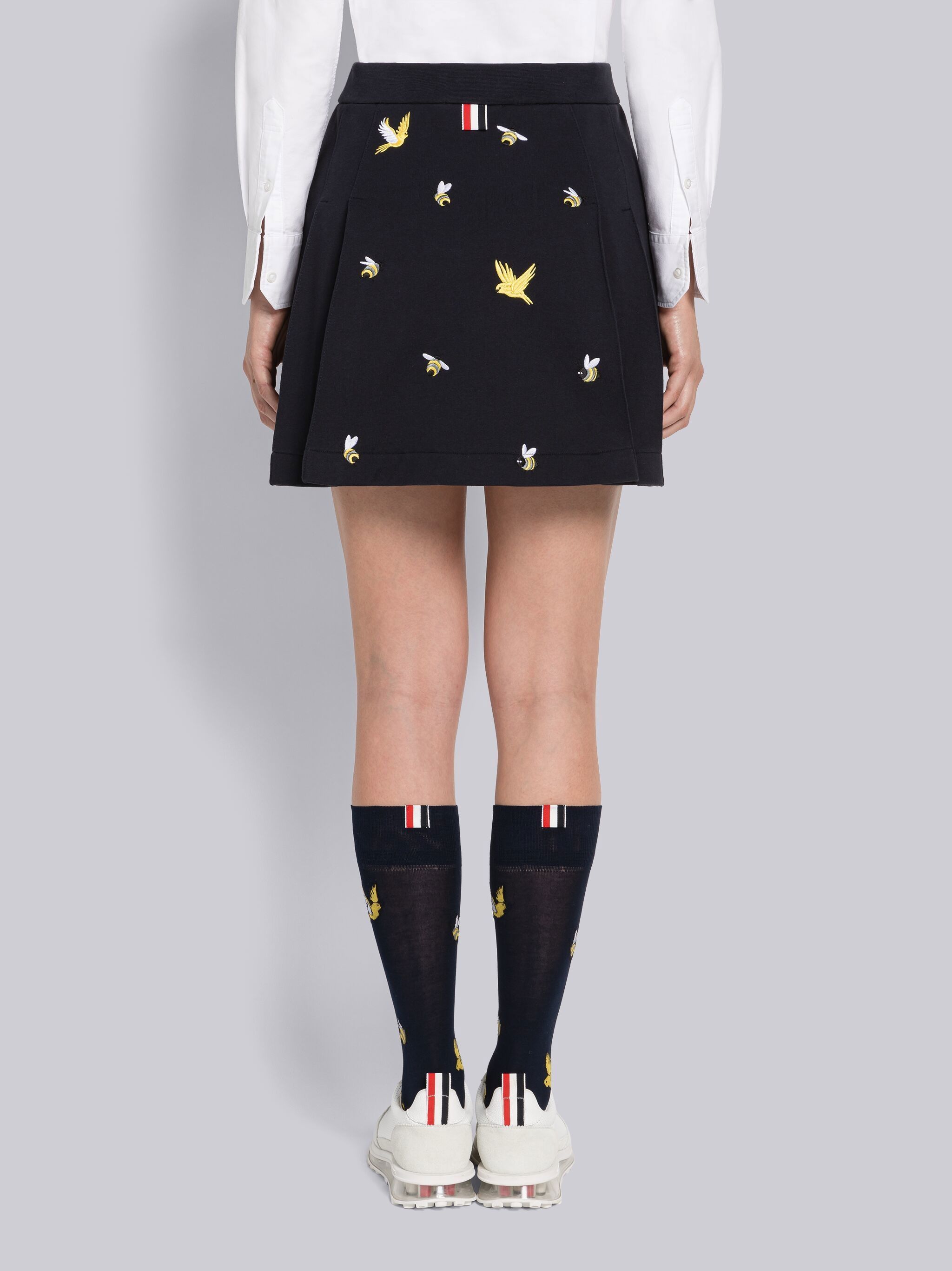 Thom Browne Embroidered A-line Skirt In Black