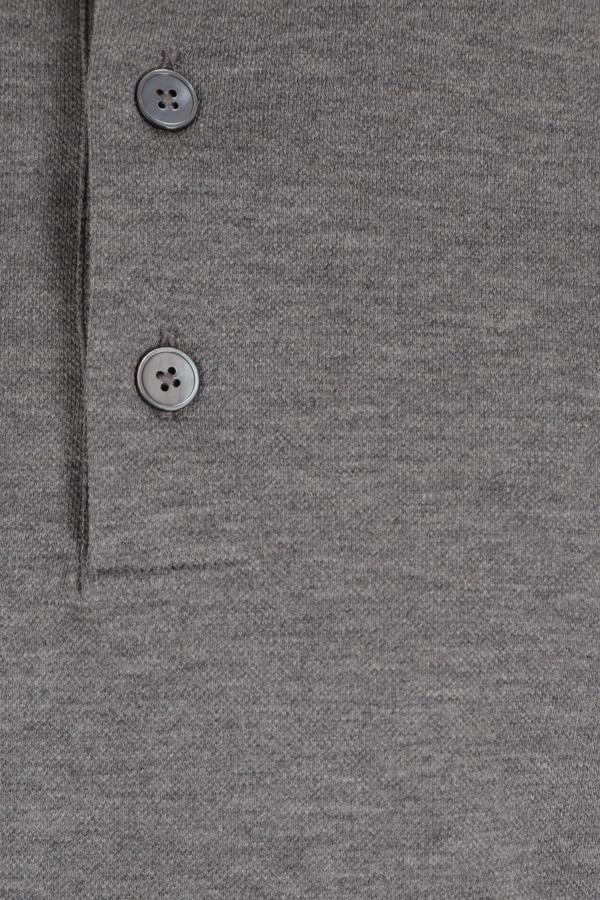 Zegna Piquet Polo Shirt Collar Sleeves In Gray