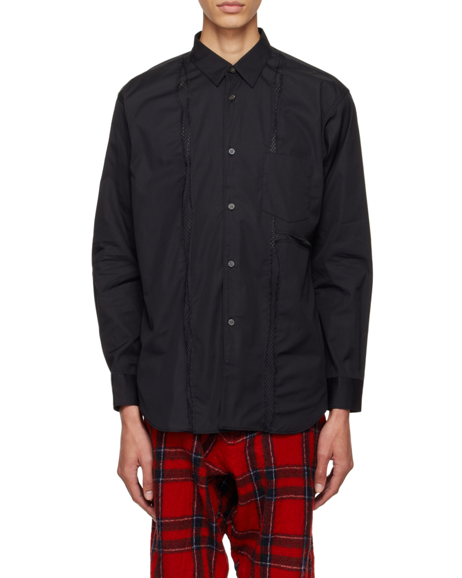 Comme Des Garçons Shirt Long-sleeved Buttoned Shirt In Black