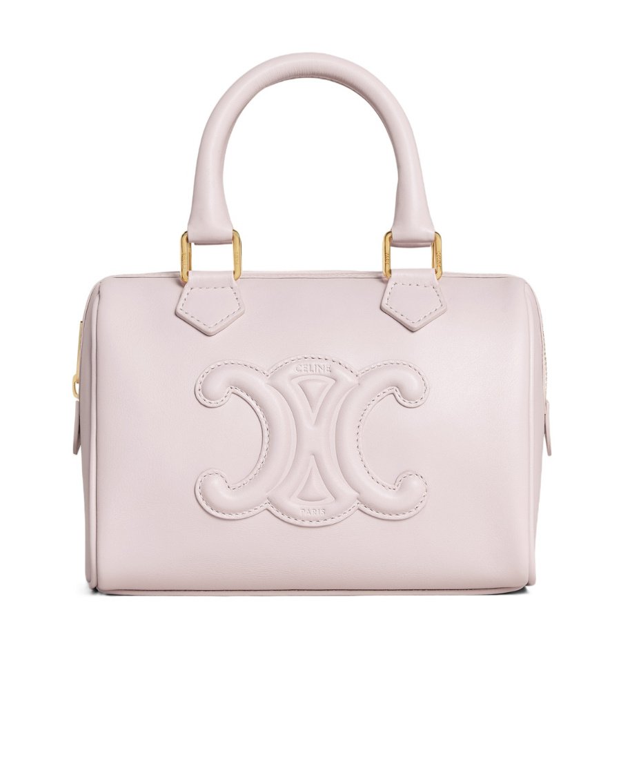 Celine Small Boston Cuir Triomphe Handbag In White