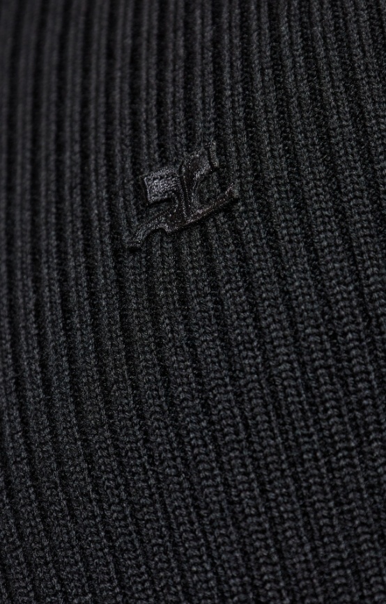 Courrèges Lapel Long Sleeve Sweater In Black