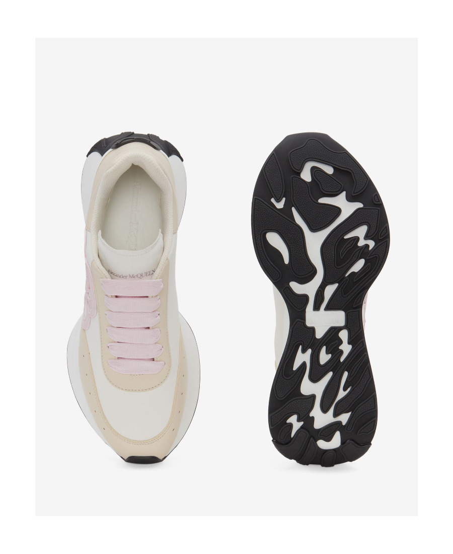 Alexander Mcqueen Sprint Runner Appliquéd Leather Exaggerated-sole Sneakers In White