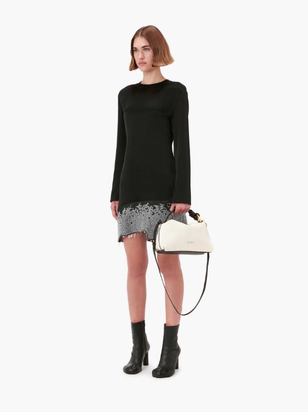 Jw Anderson J.w. Anderson Glitter-embellished Satin Minidress In Black