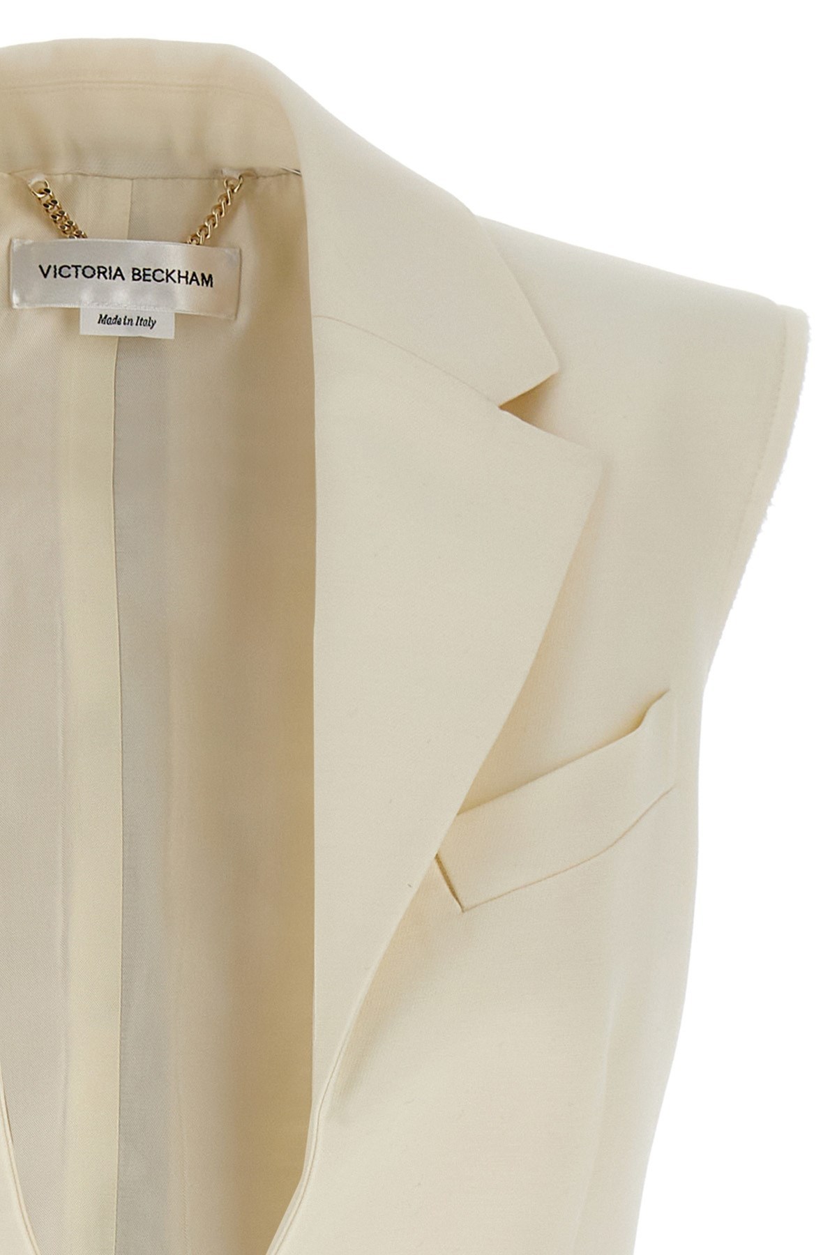 Victoria Beckham Two-toned Sleeveless Belt Vest In Nude