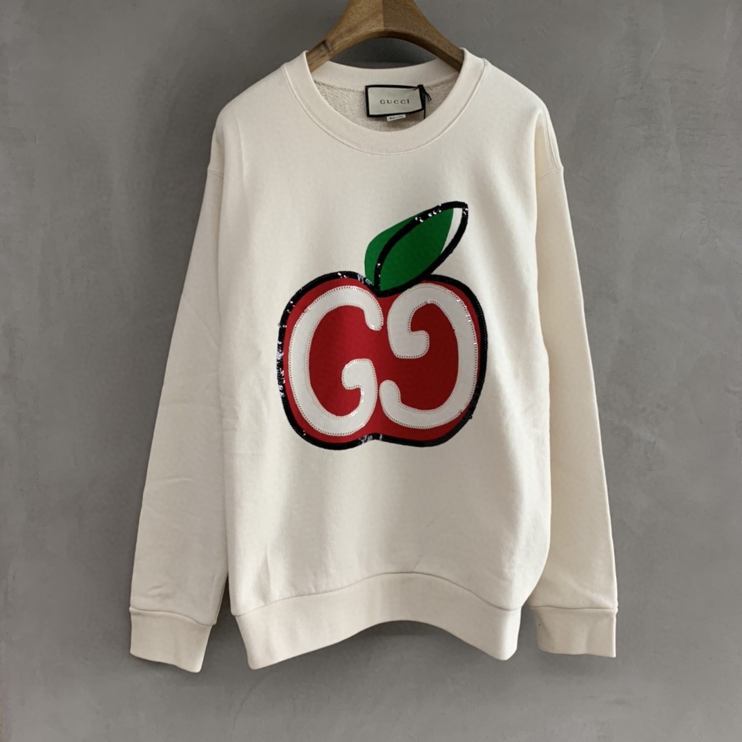 Gucci Printed Round-neck Sweater In White