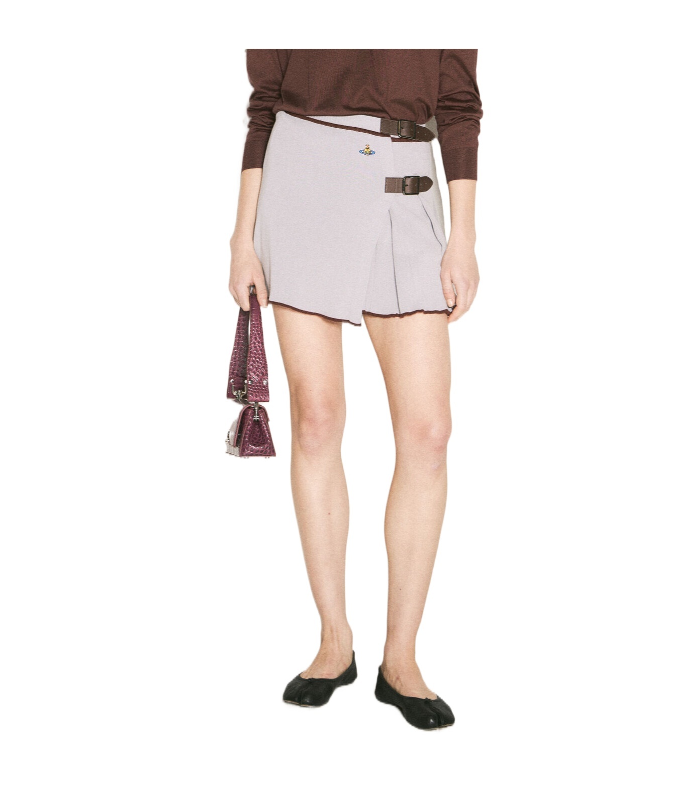 Vivienne Westwood Mens Pigeon Grey Valentina Logo-embroidery Cotton And Wool-blend Knit Kilt In Nude