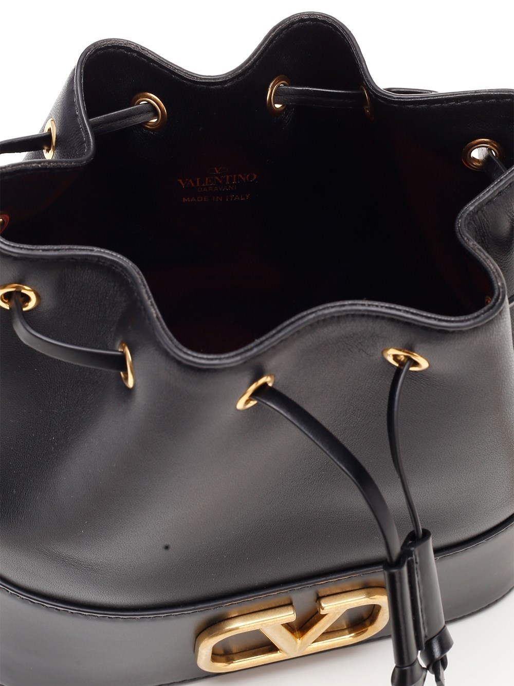 Valentino Chain-link Shoulder Strap Bucket Bag With Gold-tone Hardware In Black