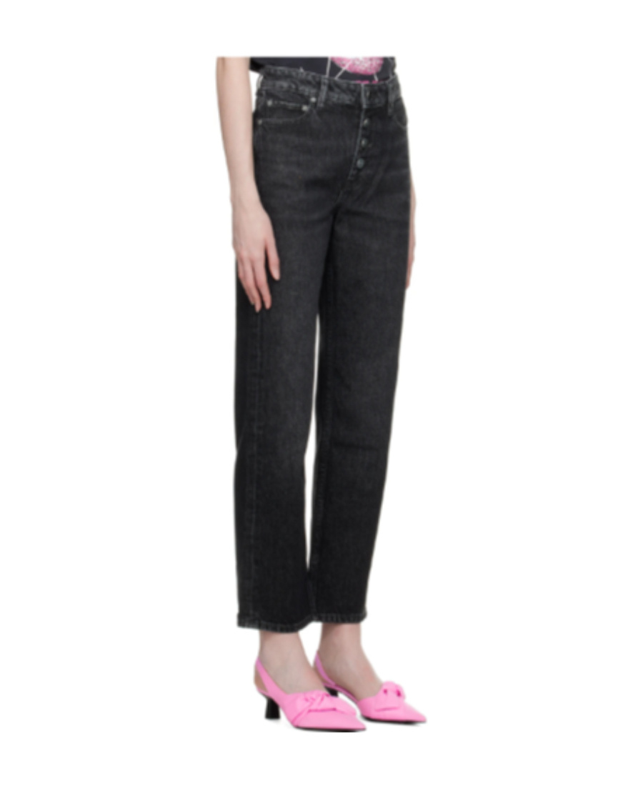 Ganni Black Lovy Straight-leg Jeans In Black