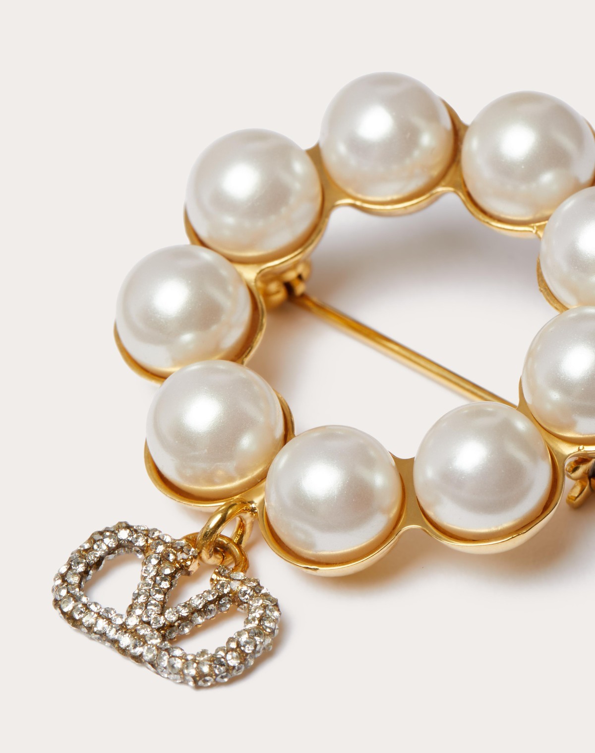 Valentino Vlogo Signature Crystal Brooch In Yellow