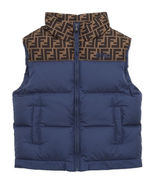 Fendi Kids Ff Logo Detailed Padded Gilet In Blue
