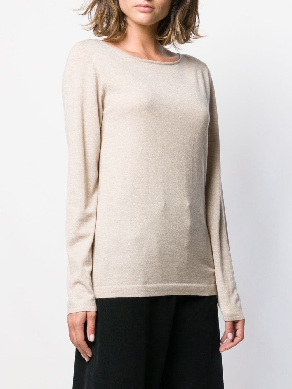 Brunello Cucinelli Boat Neck Top In Nude