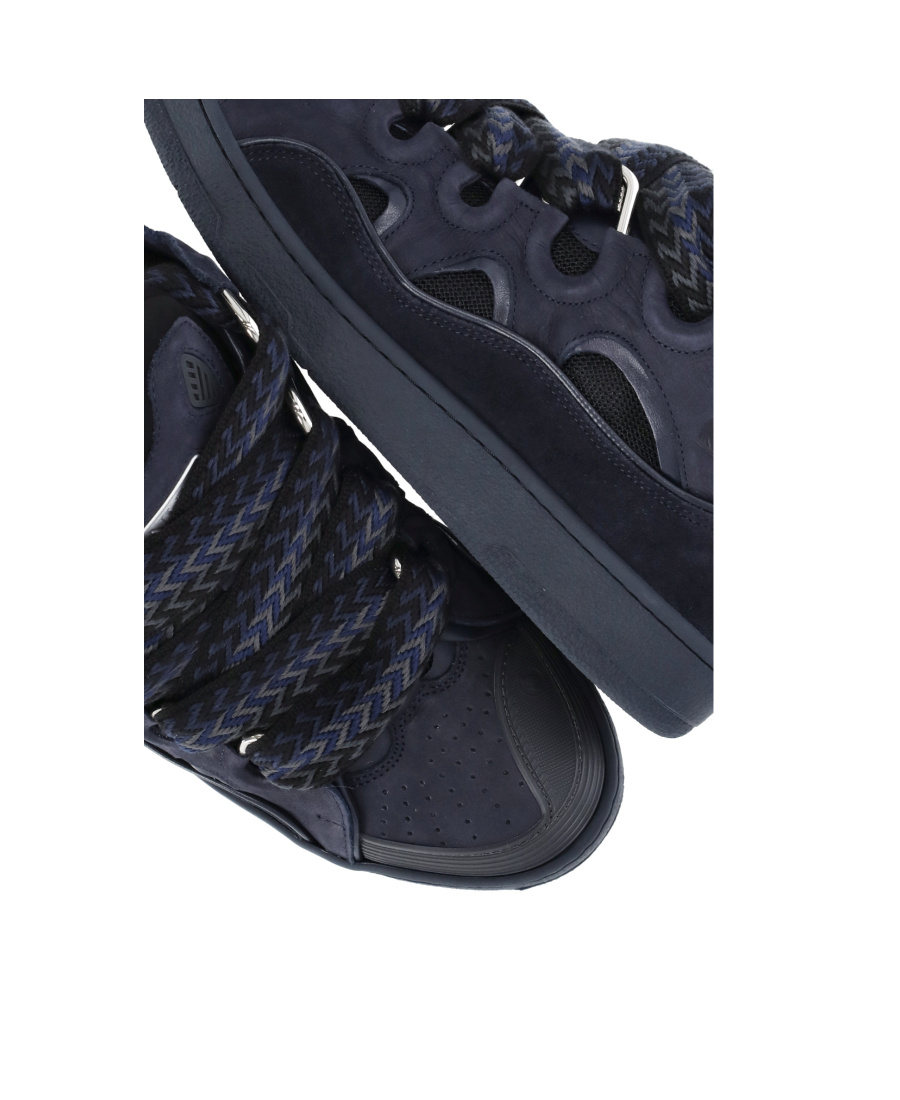 Lanvin Dark Blue Curb Sneakers In Black