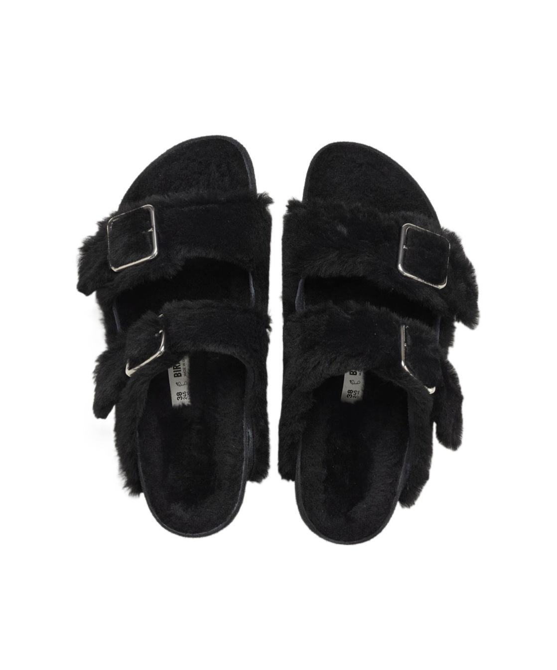 Shop Birkenstock Arizona 1774 Shearling Slides In Black