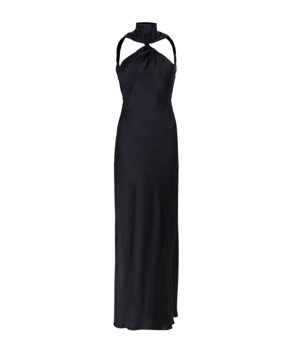 Attico High-neck Twisted Maxi Dress In Black