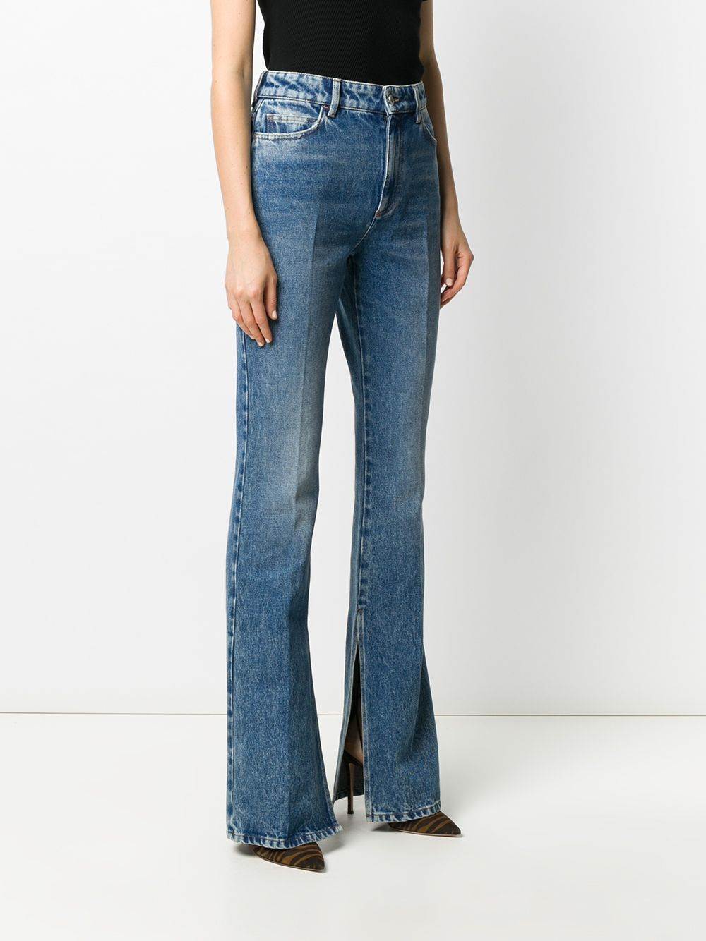 Attico High-waisted Bootcut Jeans In Blue