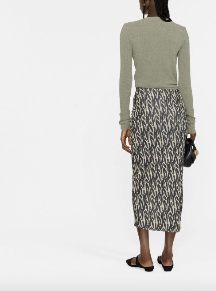 Nanushka Twist-front Printed Sarong Skirt In Black