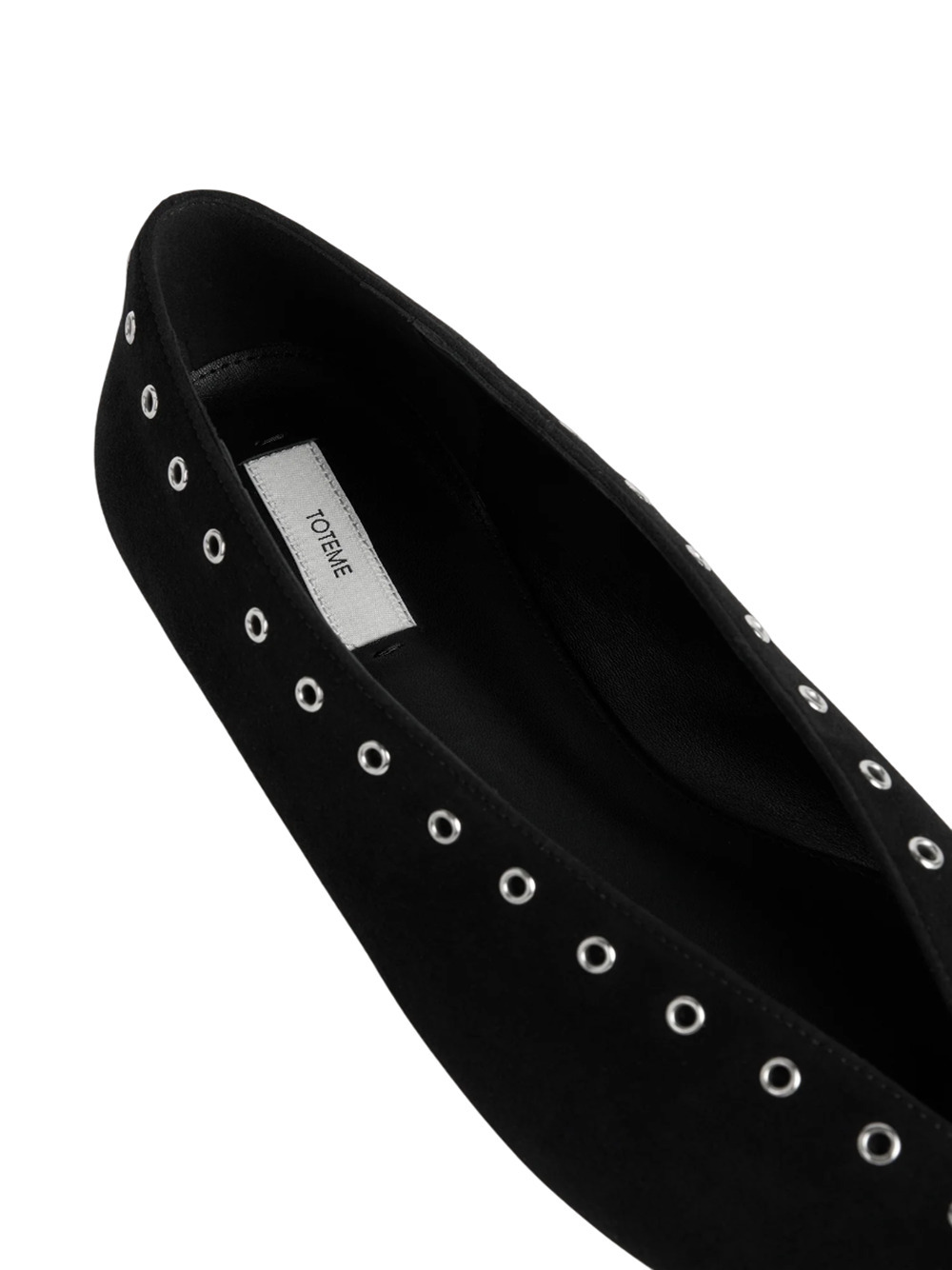 Totême Lace-up Eyelet-embellished Suede Ballet Flats In Black