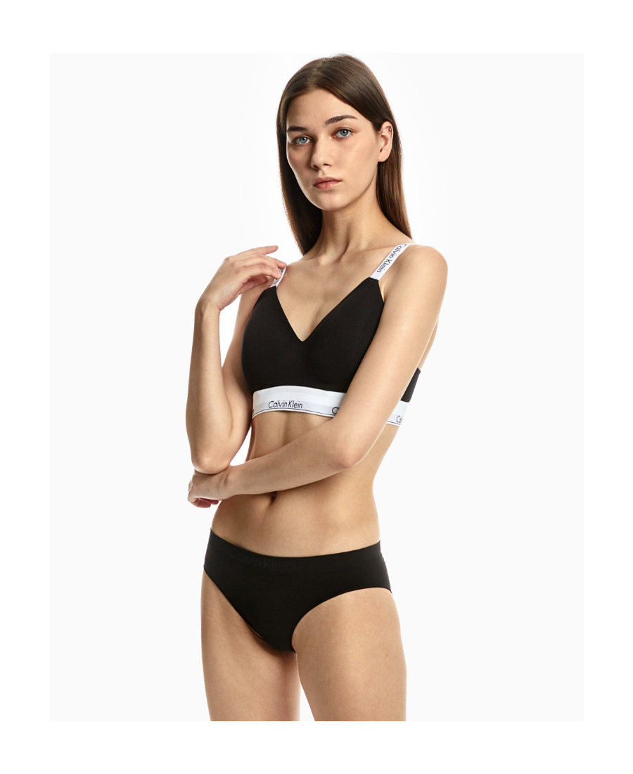Calvin Klein Modern Cotton Unlined Triangle Bralette In Black