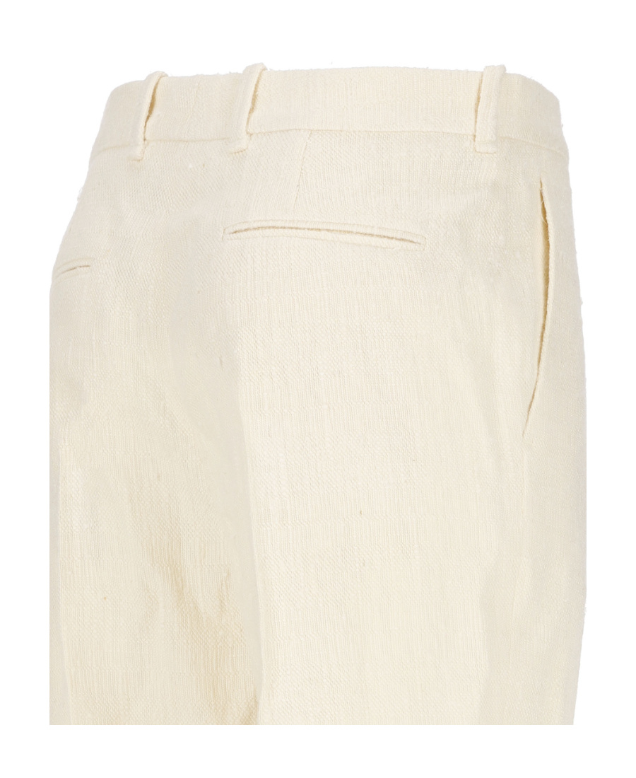 Chloé Fringed-cuff Silk Flared Trousers In White