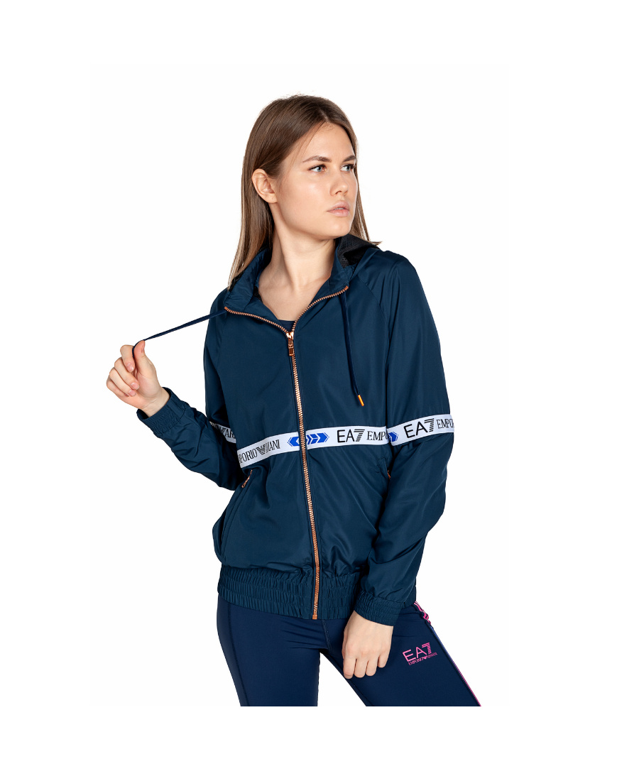 Shop Emporio Armani Logo Casual Jacket In Blue
