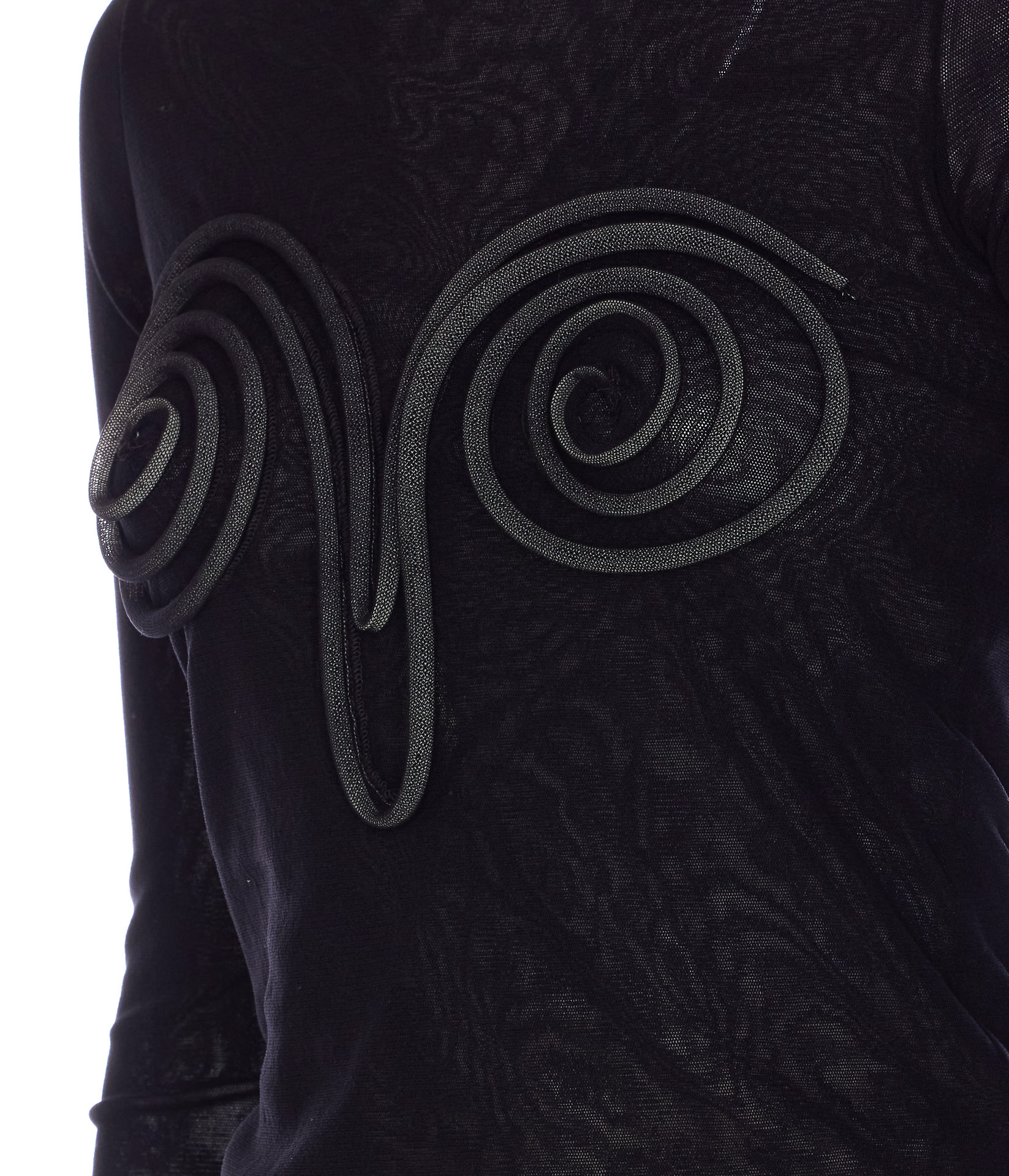 Jean Paul Gaultier Spiral-detail Long-sleeve Top In Black