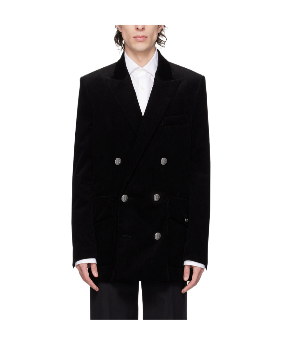 Balmain Black Grain De Poudre Blazer In Black