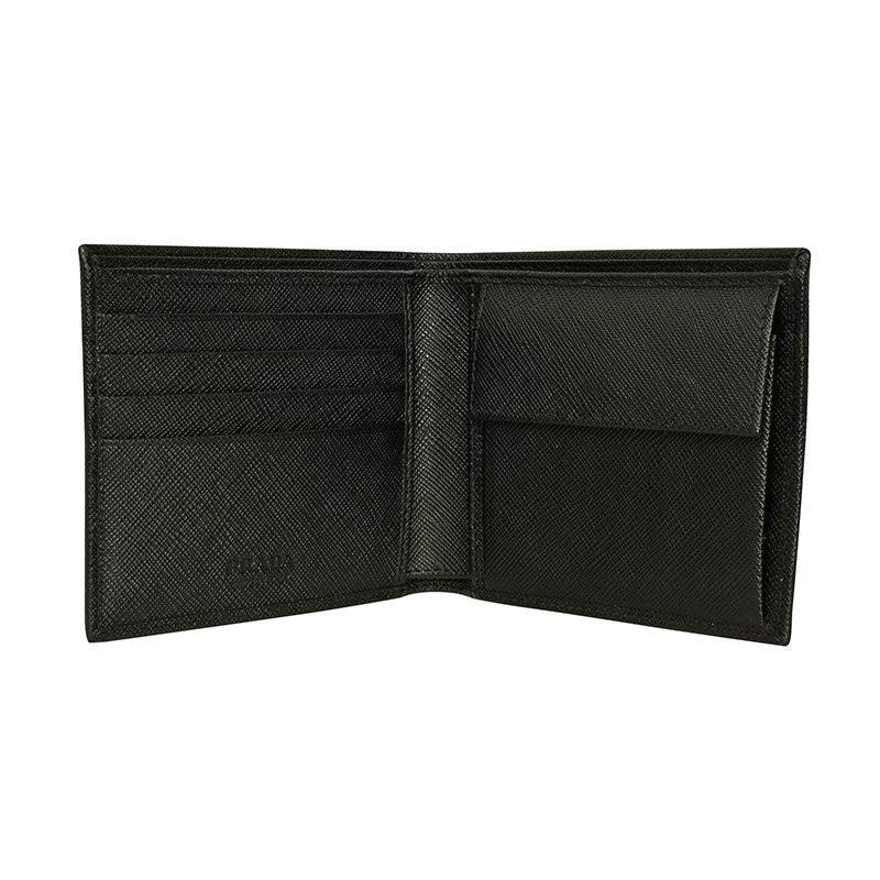 Prada Logo Logo Folded Wallet In Black