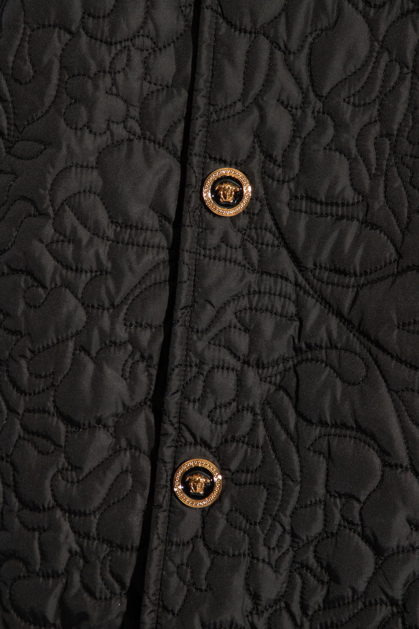 Versace Quilted Barocco Bomber Jacket With Jewel Buttons In Black