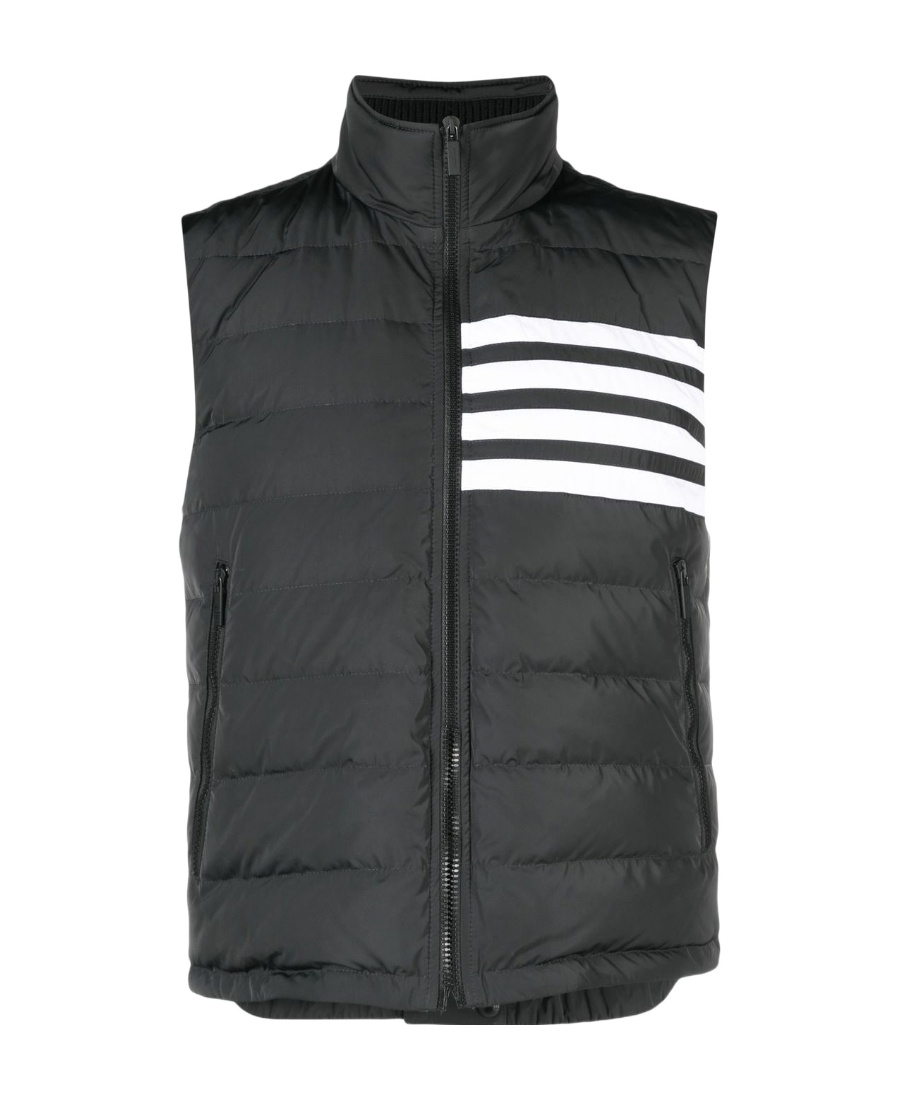Thom Browne Zippered Field Vest Tricolor Detail In Black