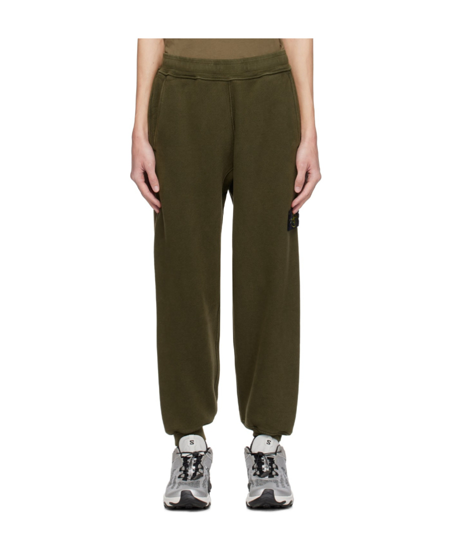 Stone Island Compass-patch Cotton Track Pants In Green