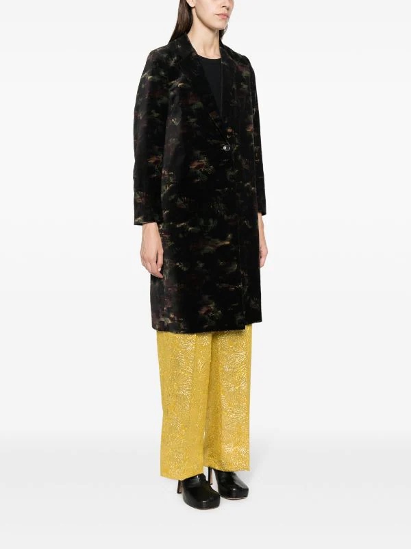 Dries Van Noten Rida Floral Jacquard Double Breast Coat In Black
