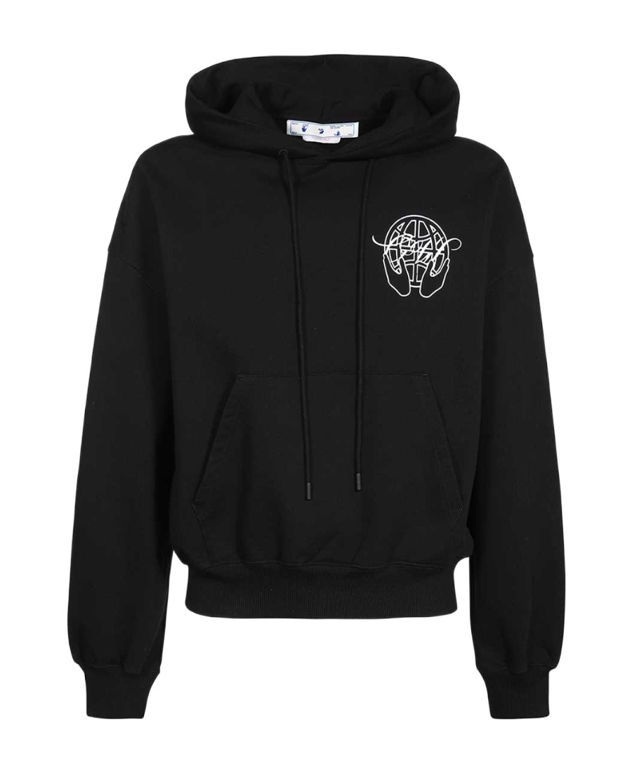 Off-white Men's Hand Arrow Terry Hoodie In Black
