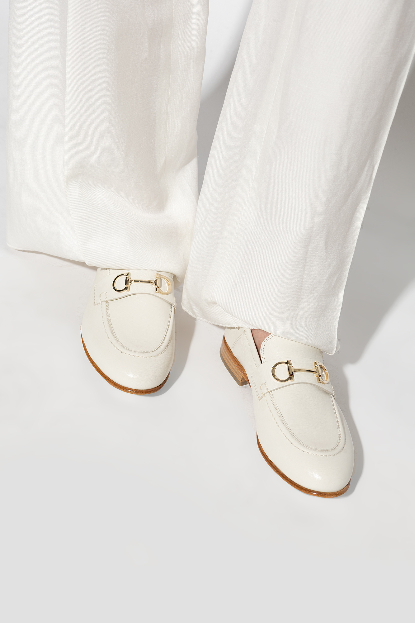 Ferragamo Logo Love Shoes In White