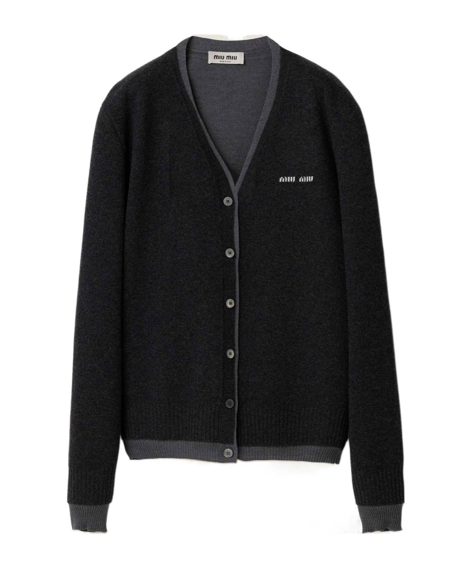 Miu Miu Silk Cashmere Cardigan Sweater In Black