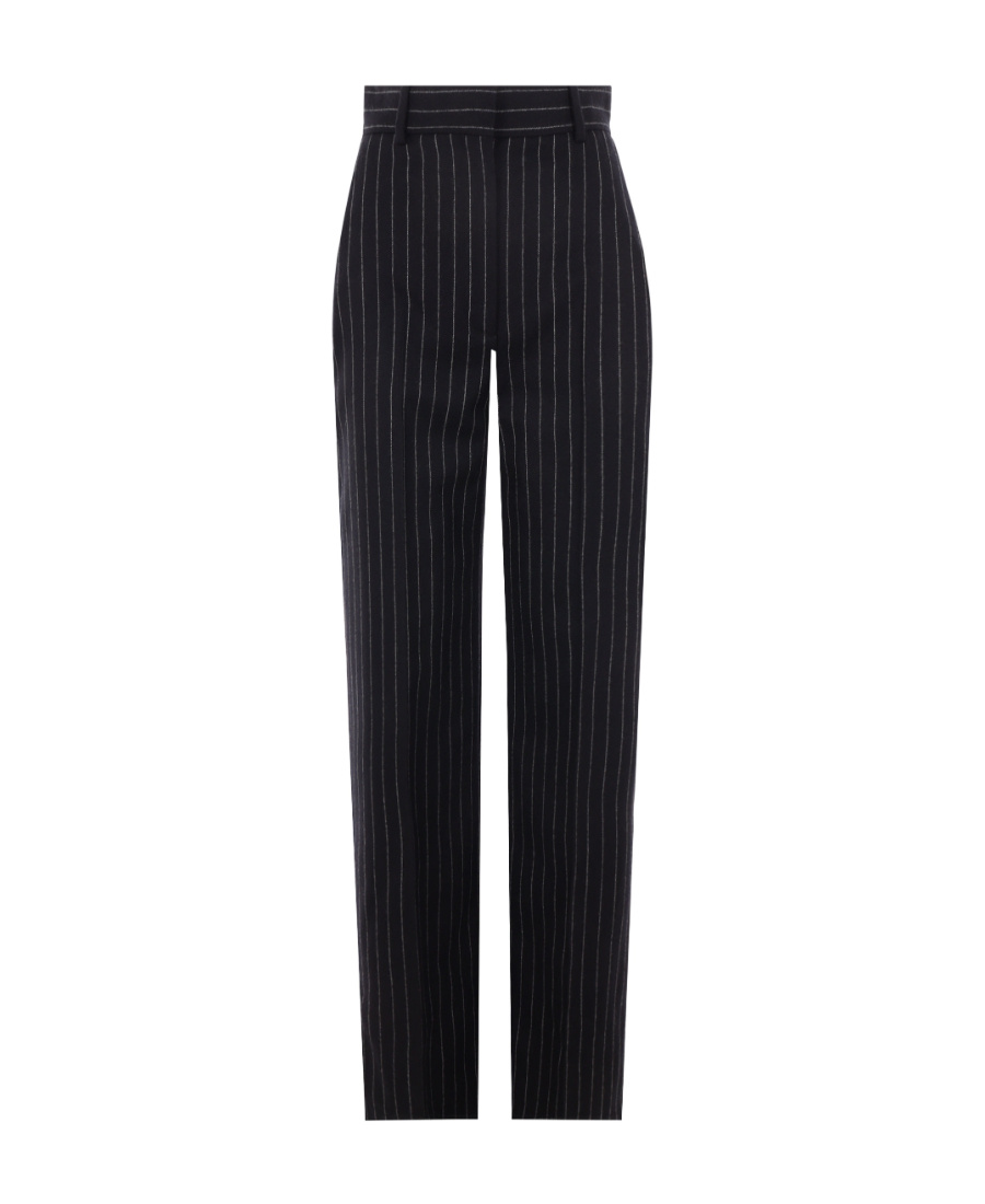 Alexander Mcqueen Chalk Stripe Wool Trousers In Black