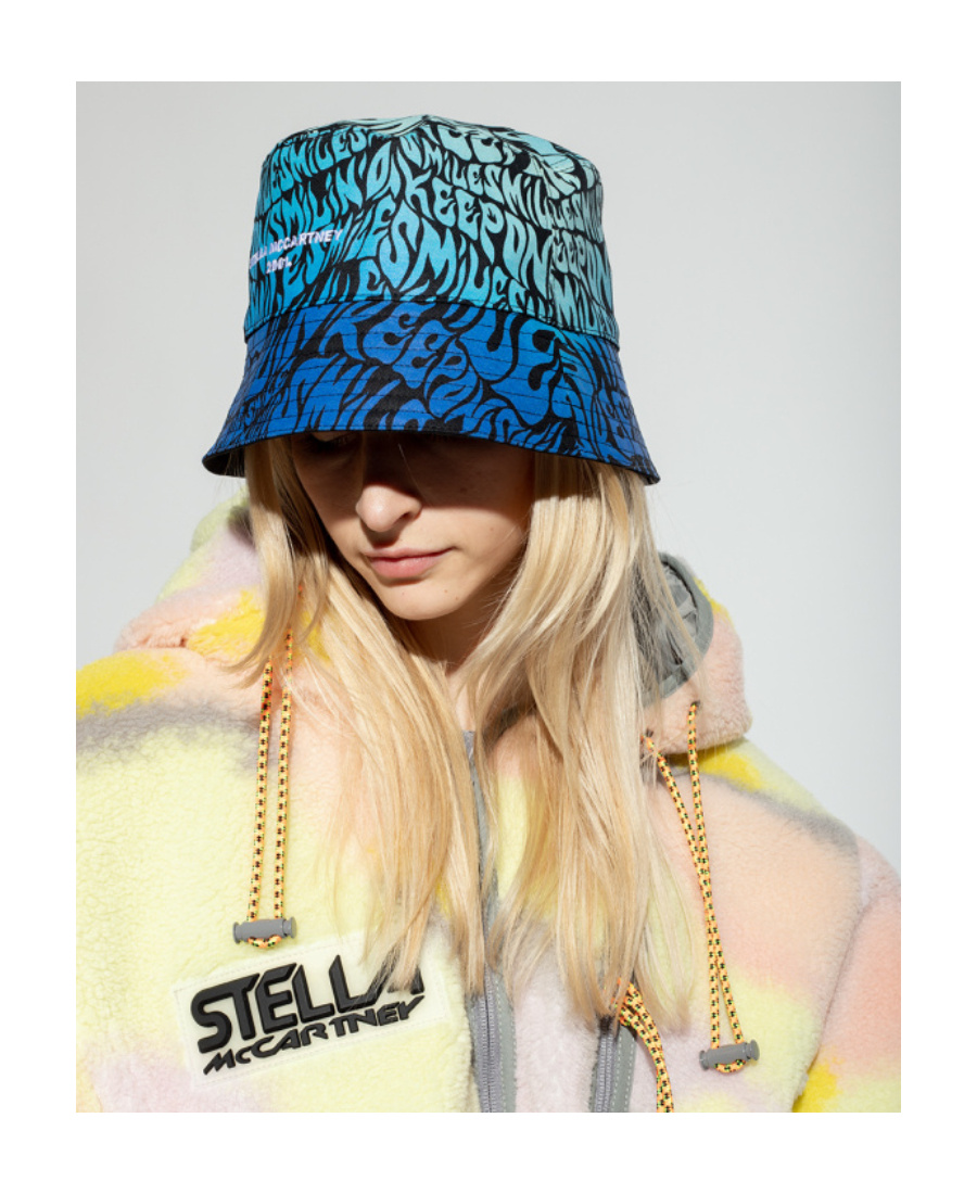 Stella Mccartney Printed Cotton Bucket Hat In Blue