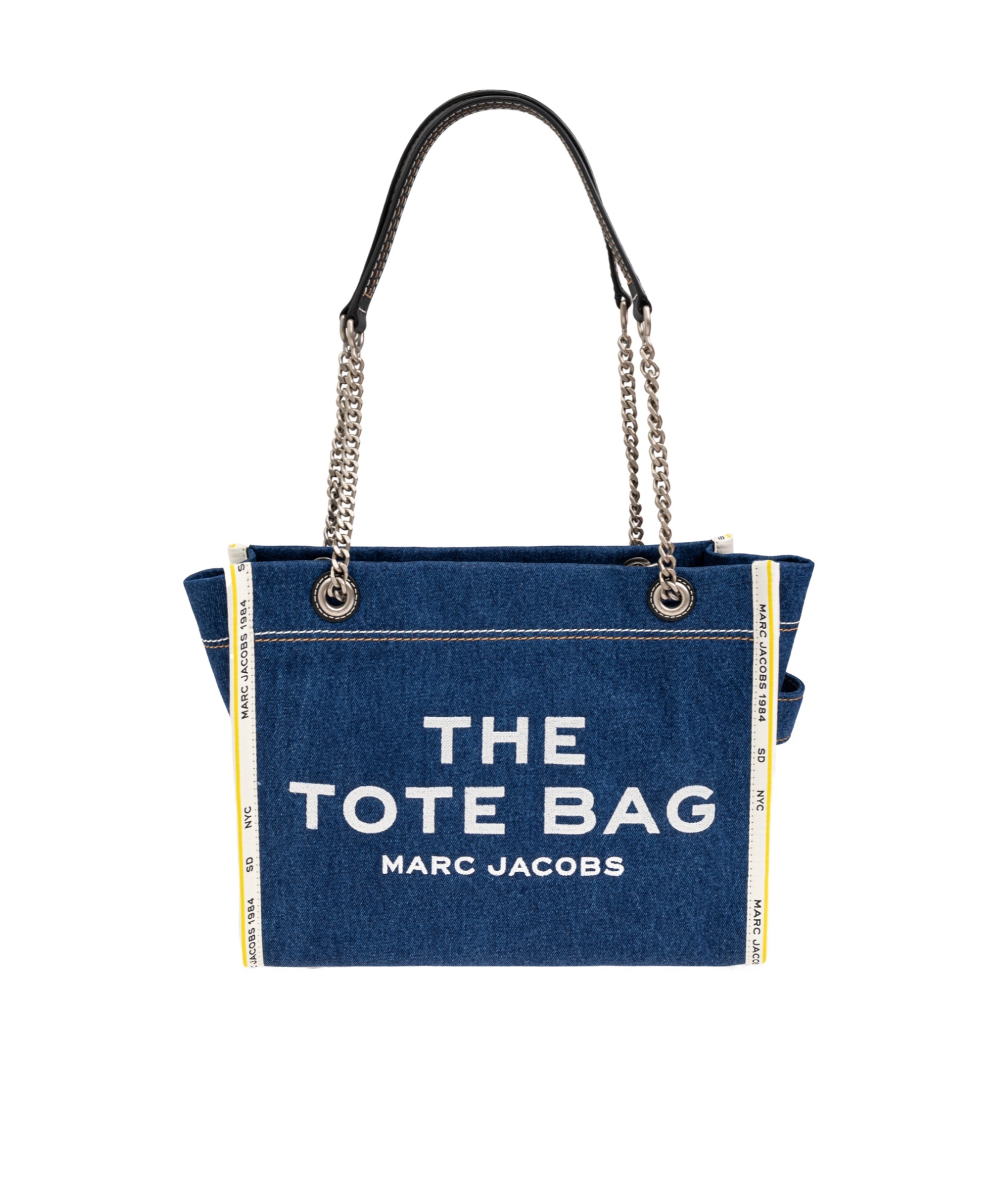 Marc Jacobs Sac Cabas The Denim Chain Micro Tote Bag In Blue