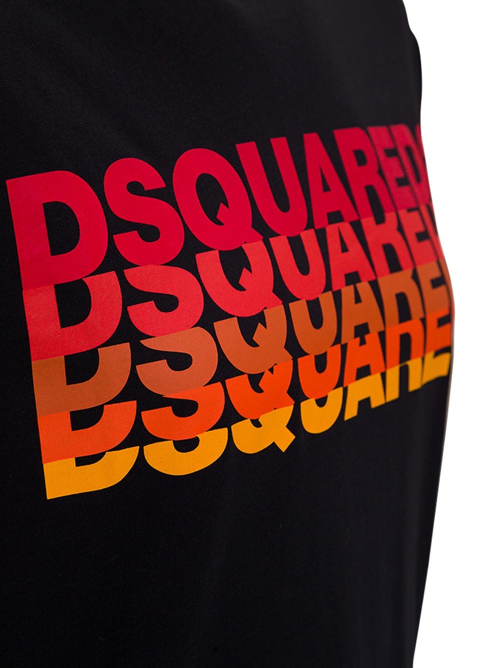 Dsquared2 Multi Logo Print Cotton Jersey T-shirt In Black