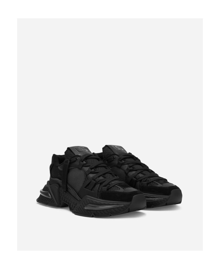 Dolce & Gabbana Black Mixed-material Airmaster Sneakers In Black